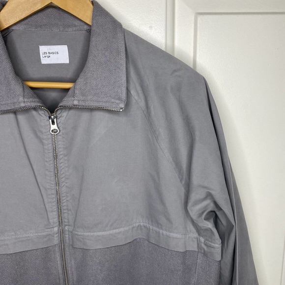 LES BASICS Men’s LE WIND CHEATER JACKET In Gray Large Cotton Portugal - Picture 4 of 13